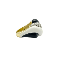 Bague Dôme en or blanc, or blanc, émail et diamants - Castafiore