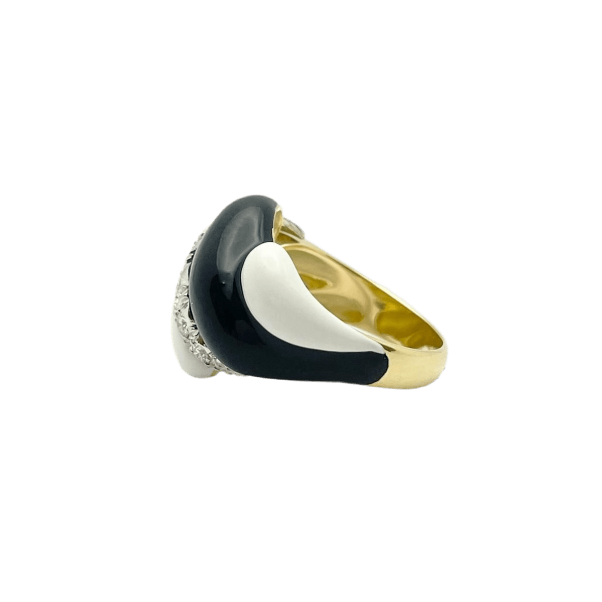 Bague Dôme en or blanc, or blanc, émail et diamants - Castafiore