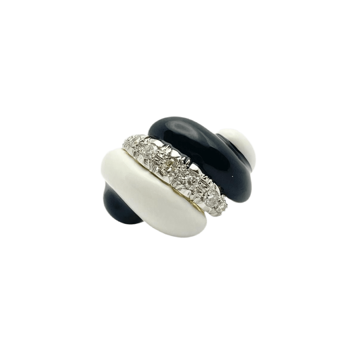 Bague Dôme en or blanc, or blanc, émail et diamants - Castafiore
