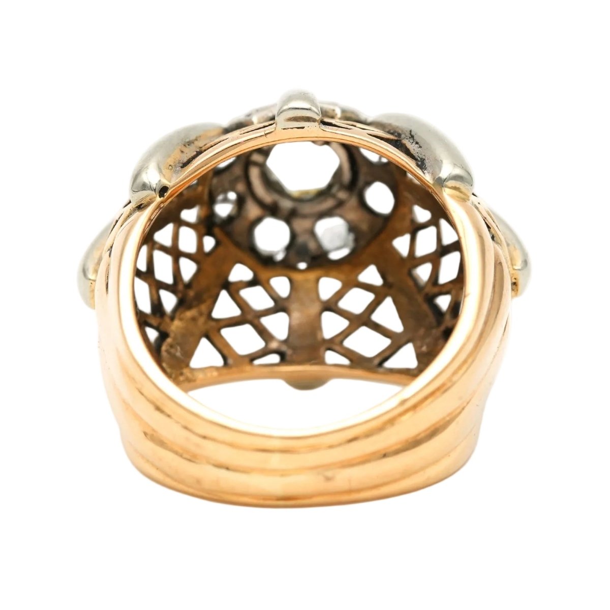 Bague Dôme en or blanc, or jaune et diamants - Castafiore