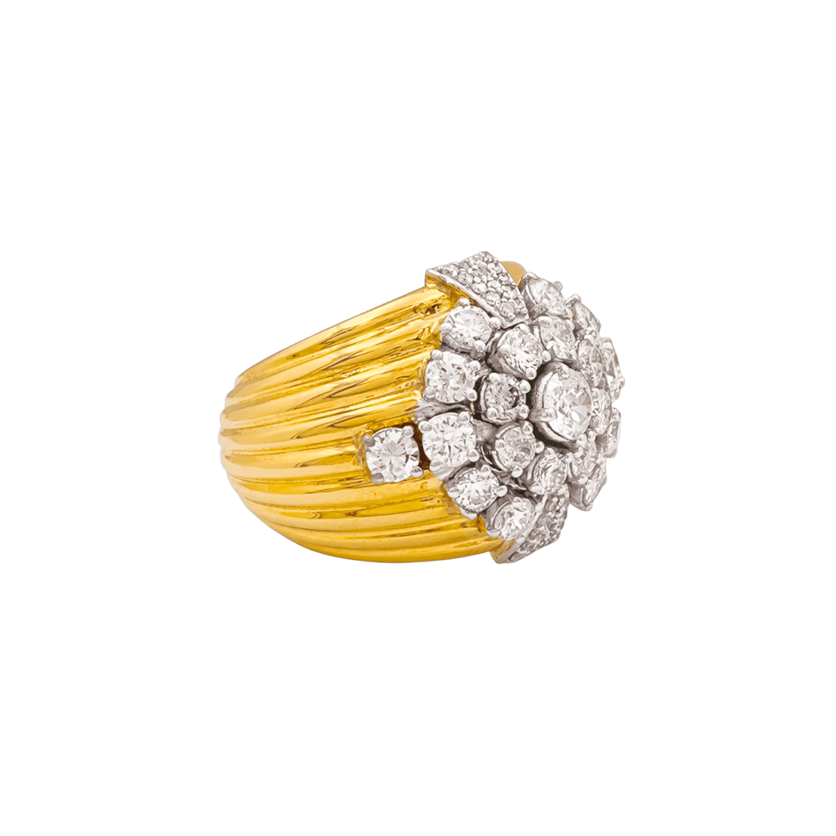 Bague Dôme en or blanc, or jaune et diamants - Castafiore