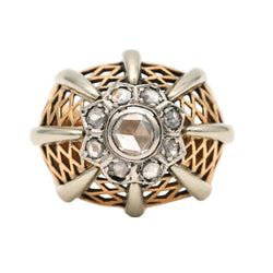Bague Dôme en or blanc, or jaune et diamants - Castafiore