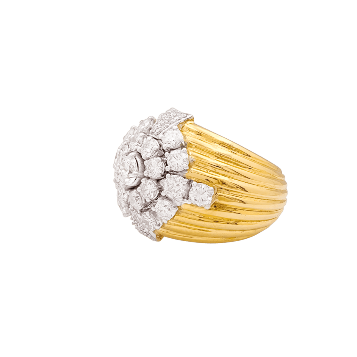 Bague Dôme en or blanc, or jaune et diamants - Castafiore