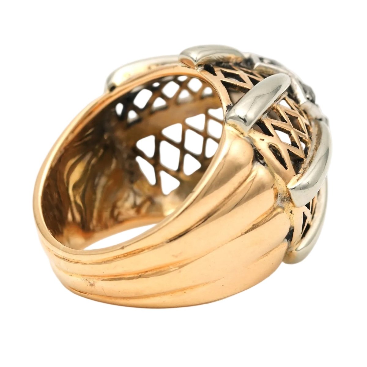 Bague Dôme en or blanc, or jaune et diamants - Castafiore