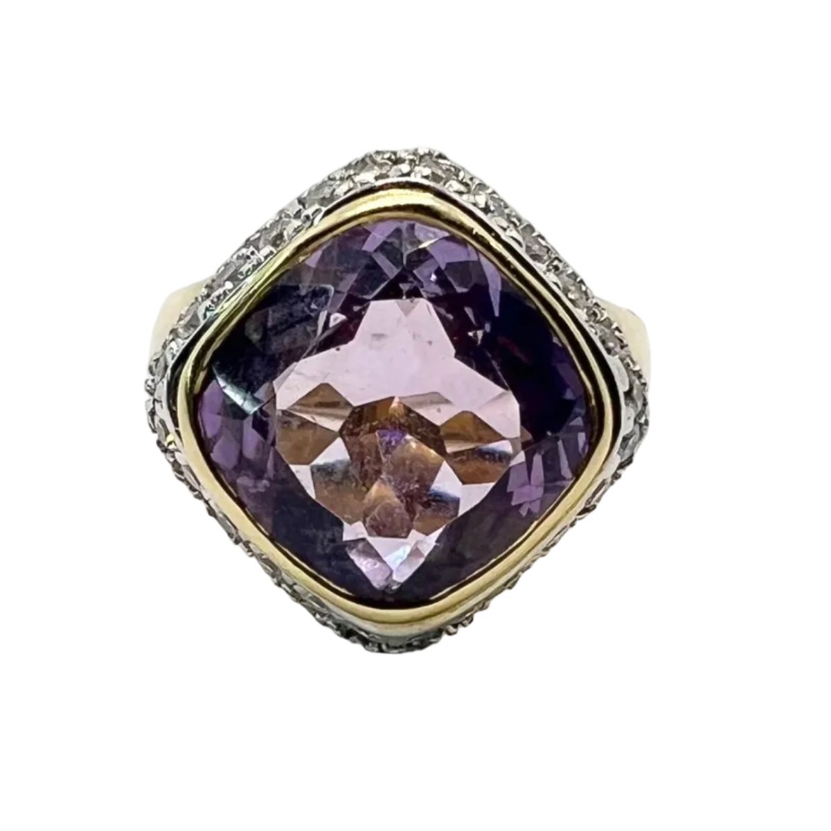 Bague Dôme en or blanc, or jaune et diamants - Castafiore