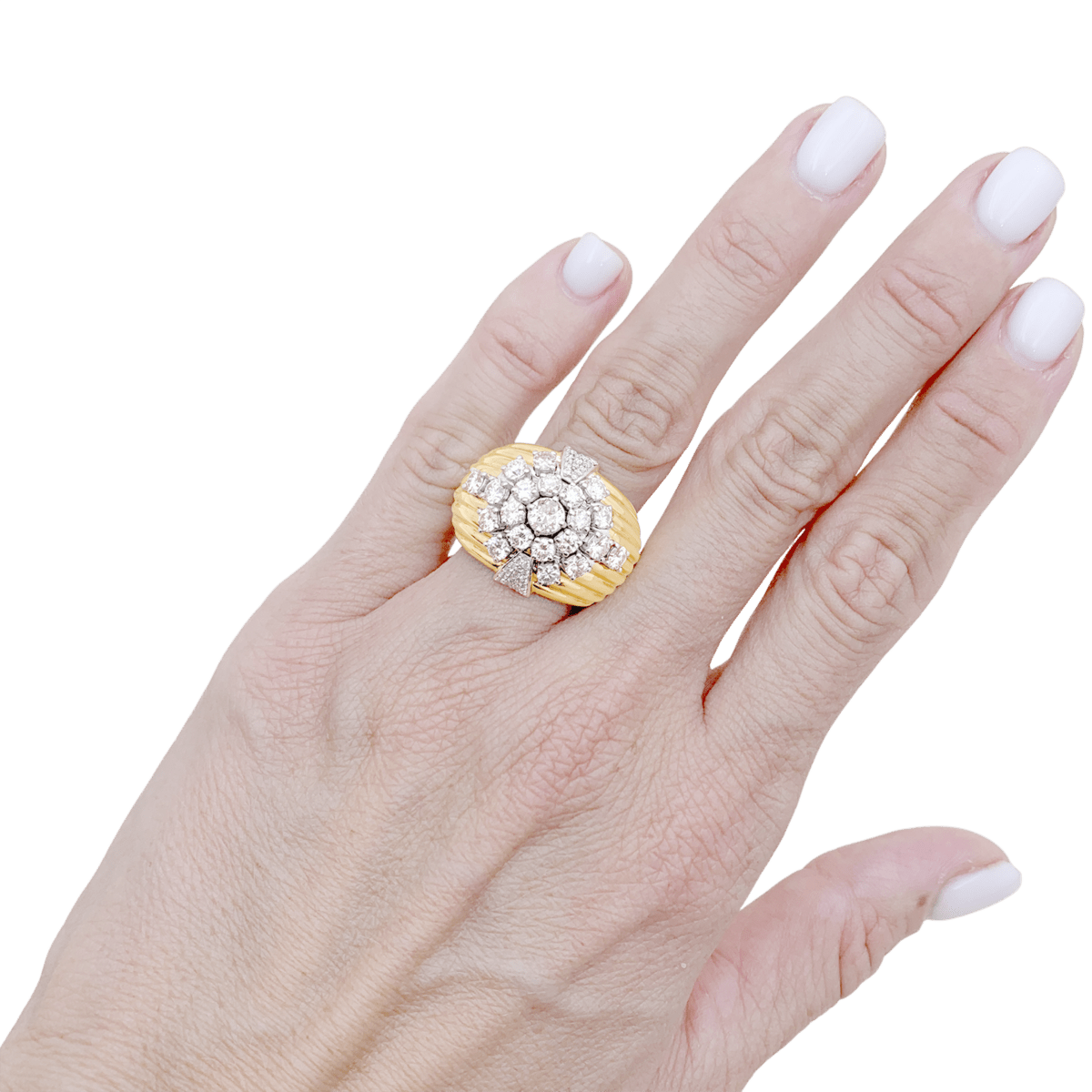 Bague Dôme en or blanc, or jaune et diamants - Castafiore