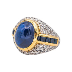 Bague Dôme en or blanc, or jaune, saphirs et diamants - Castafiore