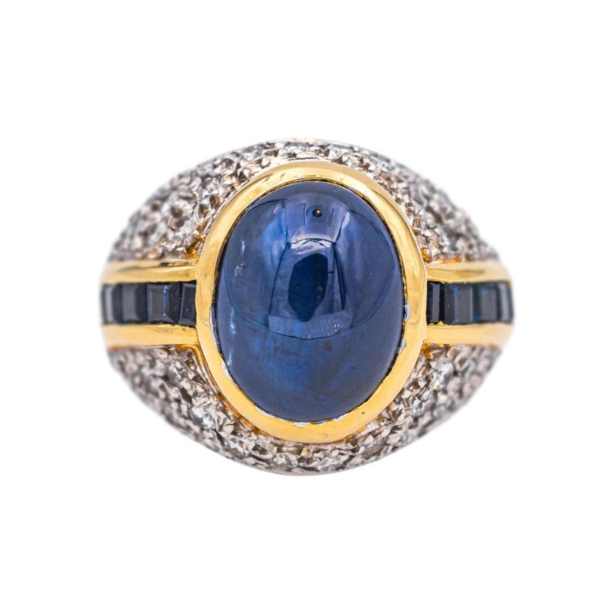 Bague Dôme en or blanc, or jaune, saphirs et diamants - Castafiore