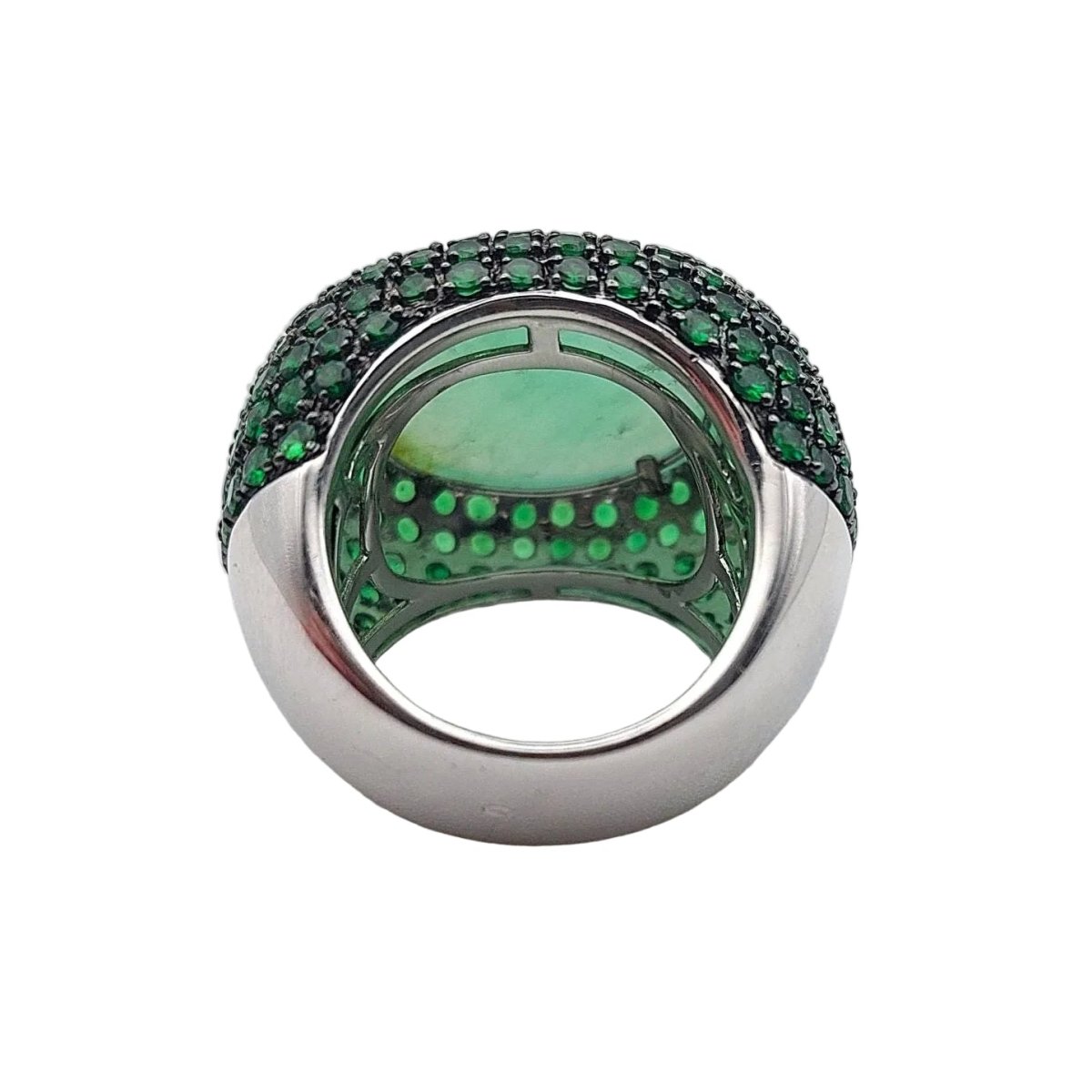 Bague Dôme en or blanc, quartz, grenats et diamants - Castafiore