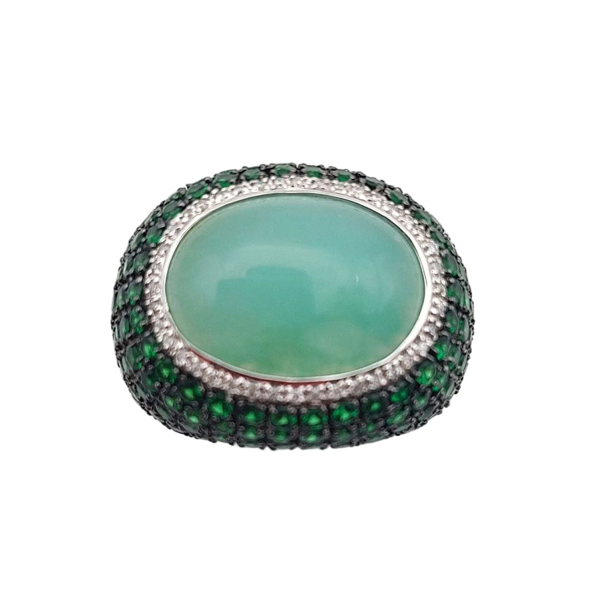 Bague Dôme en or blanc, quartz, grenats et diamants - Castafiore