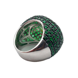 Bague Dôme en or blanc, quartz, grenats et diamants - Castafiore