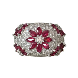 Bague Dôme en or blanc, rubis et diamants - Castafiore