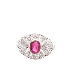 Bague Dôme en or blanc, rubis et diamants - Castafiore