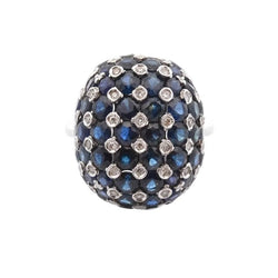 Bague Dôme en or blanc, saphirs et diamants - Castafiore