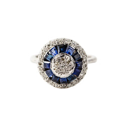Bague Dôme en or blanc, saphirs et diamants - Castafiore