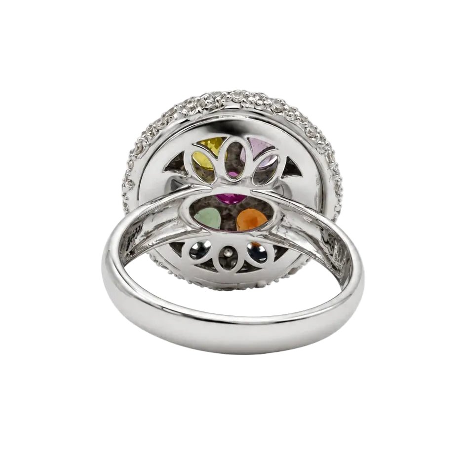 Bague Dôme en or blanc, saphirs et diamants - Castafiore