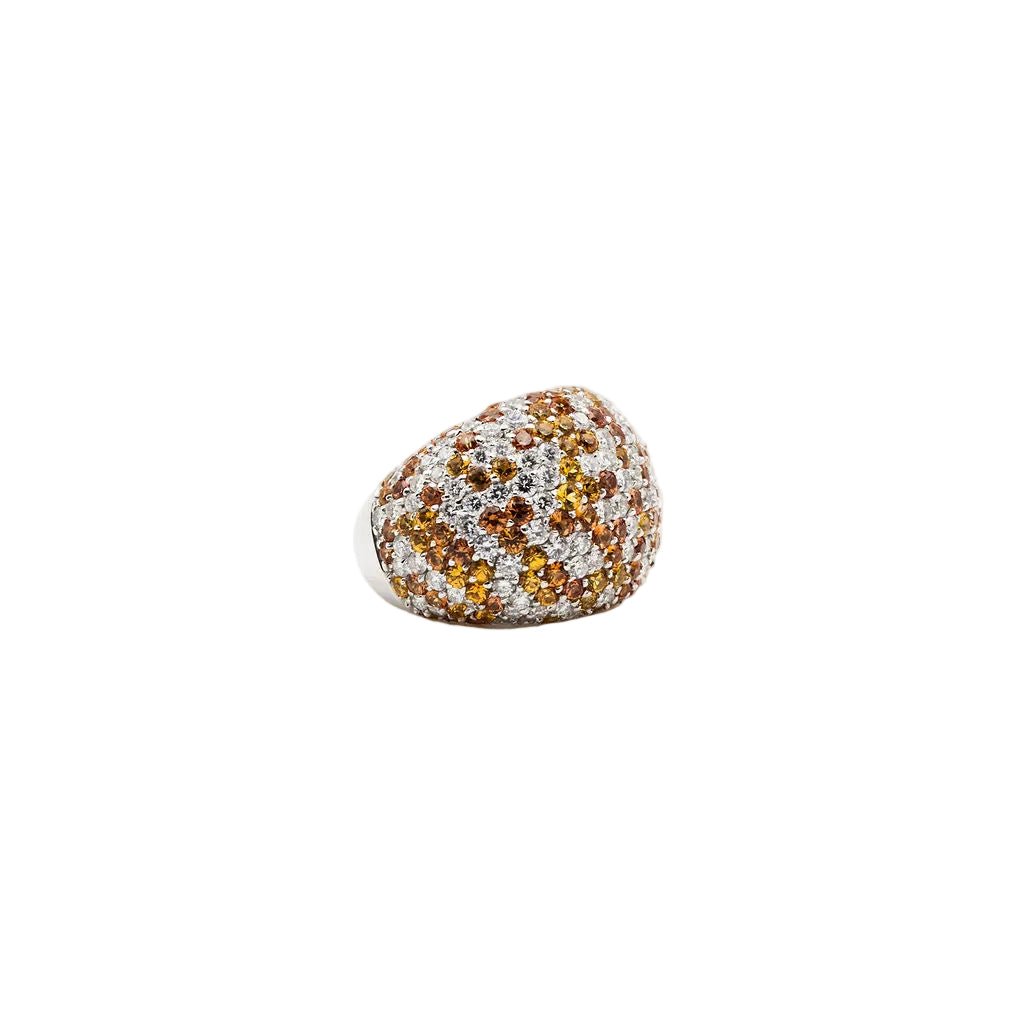 Bague Dôme en or blanc, saphirs jaunes et diamants - Castafiore