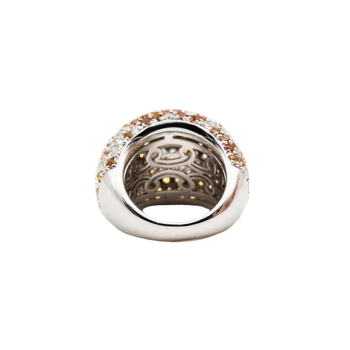 Bague Dôme en or blanc, saphirs jaunes et diamants - Castafiore