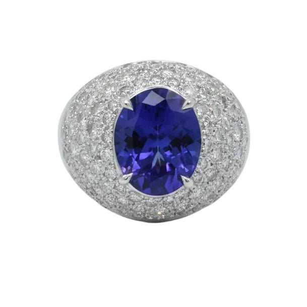 Bague Dôme en or blanc, tanzanite et diamants - Castafiore