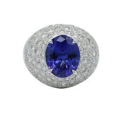 Bague Dôme en or blanc, tanzanite et diamants - Castafiore