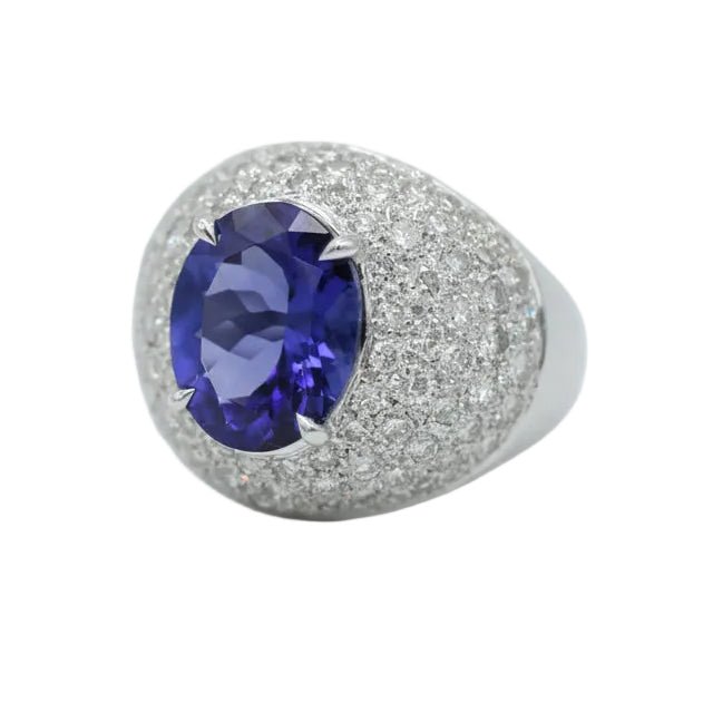 Bague Dôme en or blanc, tanzanite et diamants - Castafiore