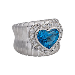 Bague Dôme en or blanc, topaze et diamants - Castafiore