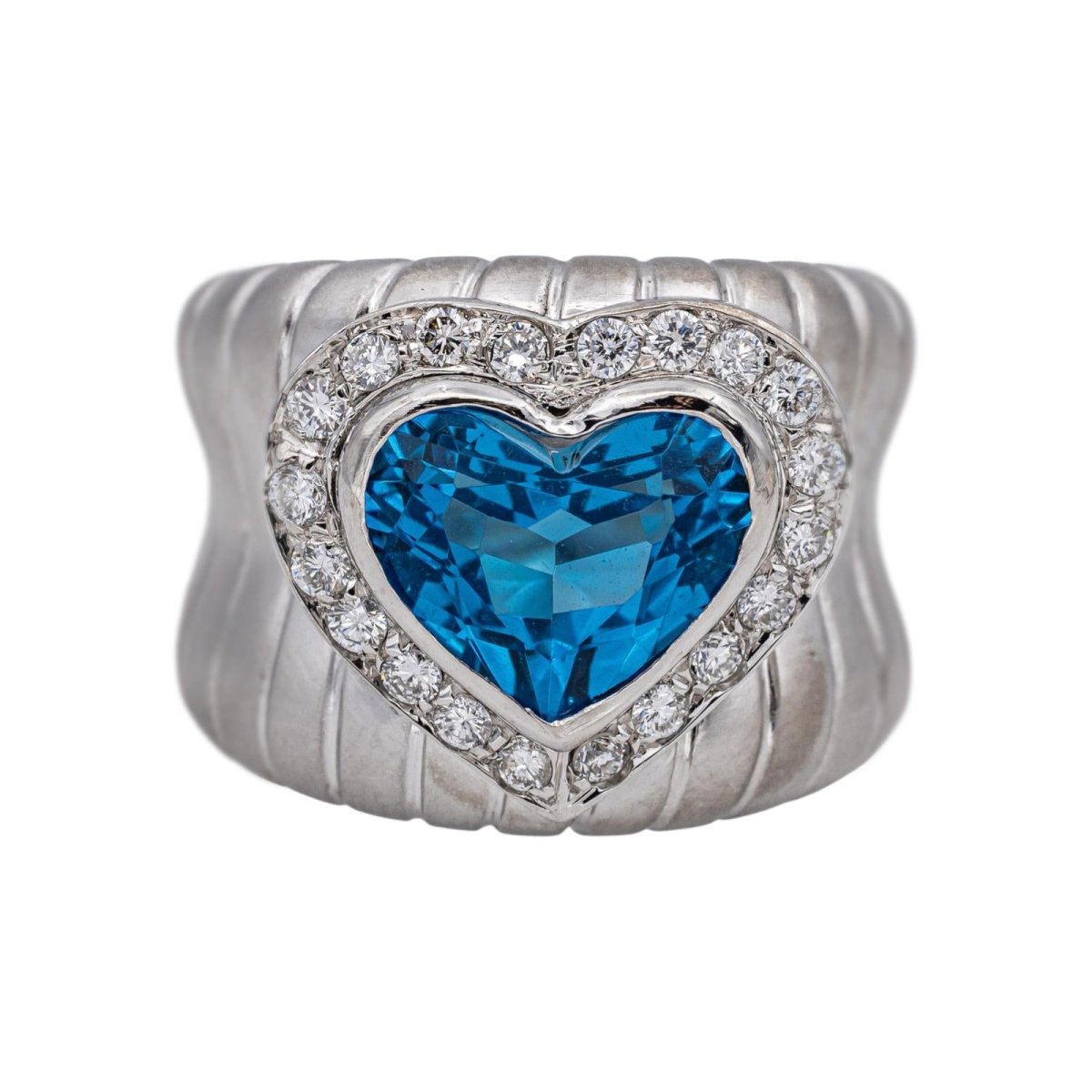 Bague Dôme en or blanc, topaze et diamants - Castafiore