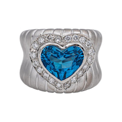 Bague Dôme en or blanc, topaze et diamants - Castafiore