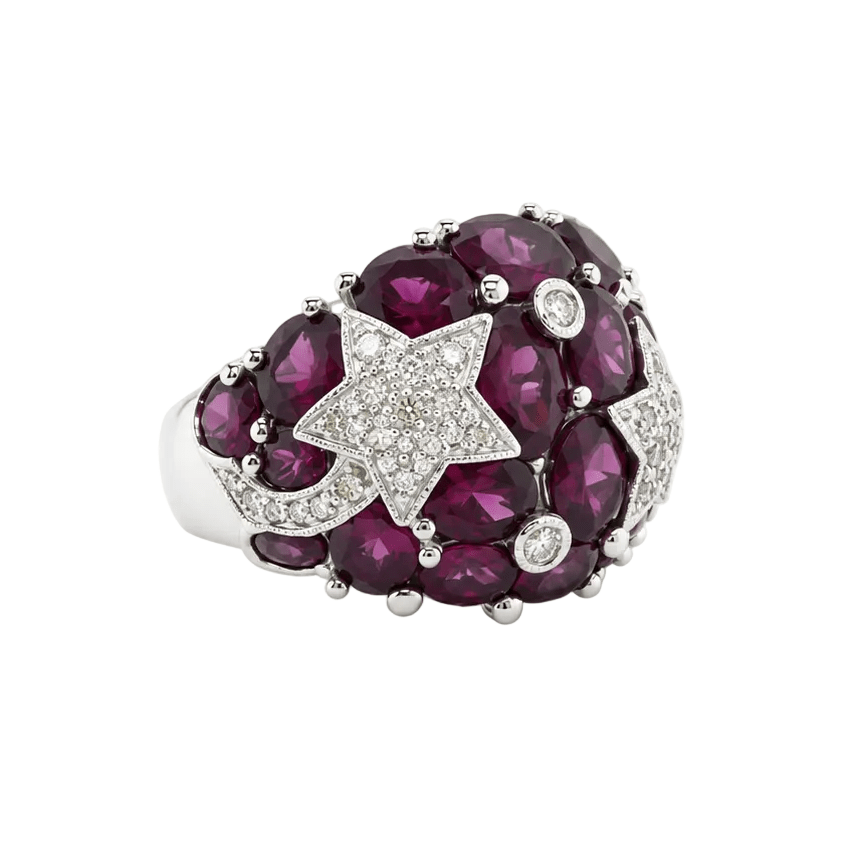 Bague Dôme en or blanc, tourmalines et diamants - Castafiore
