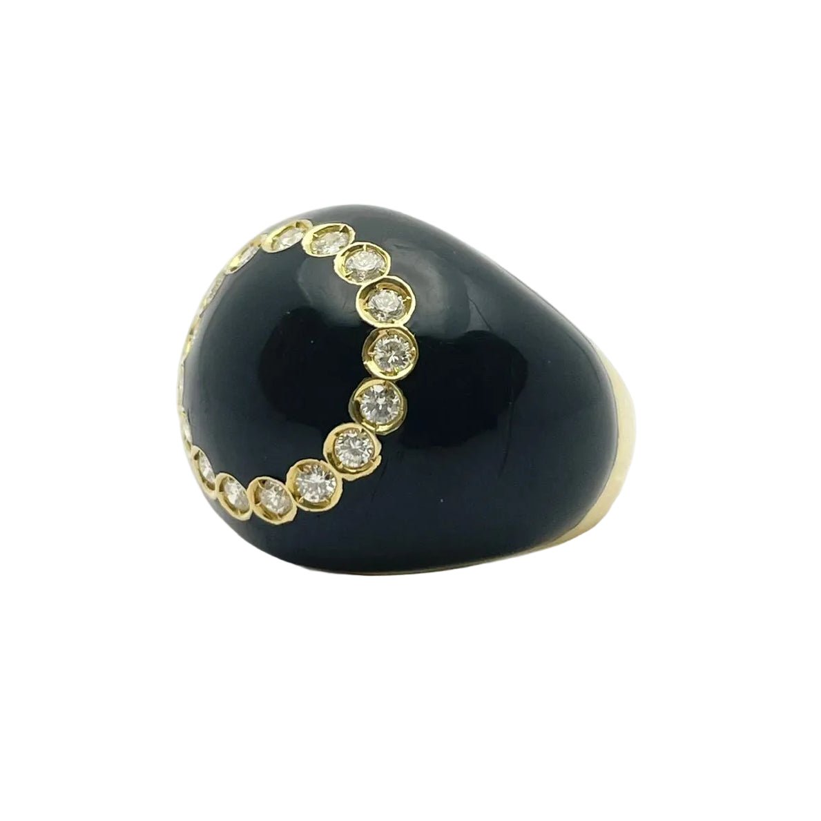 Bague Dôme en or jaune, émail et diamants - Castafiore