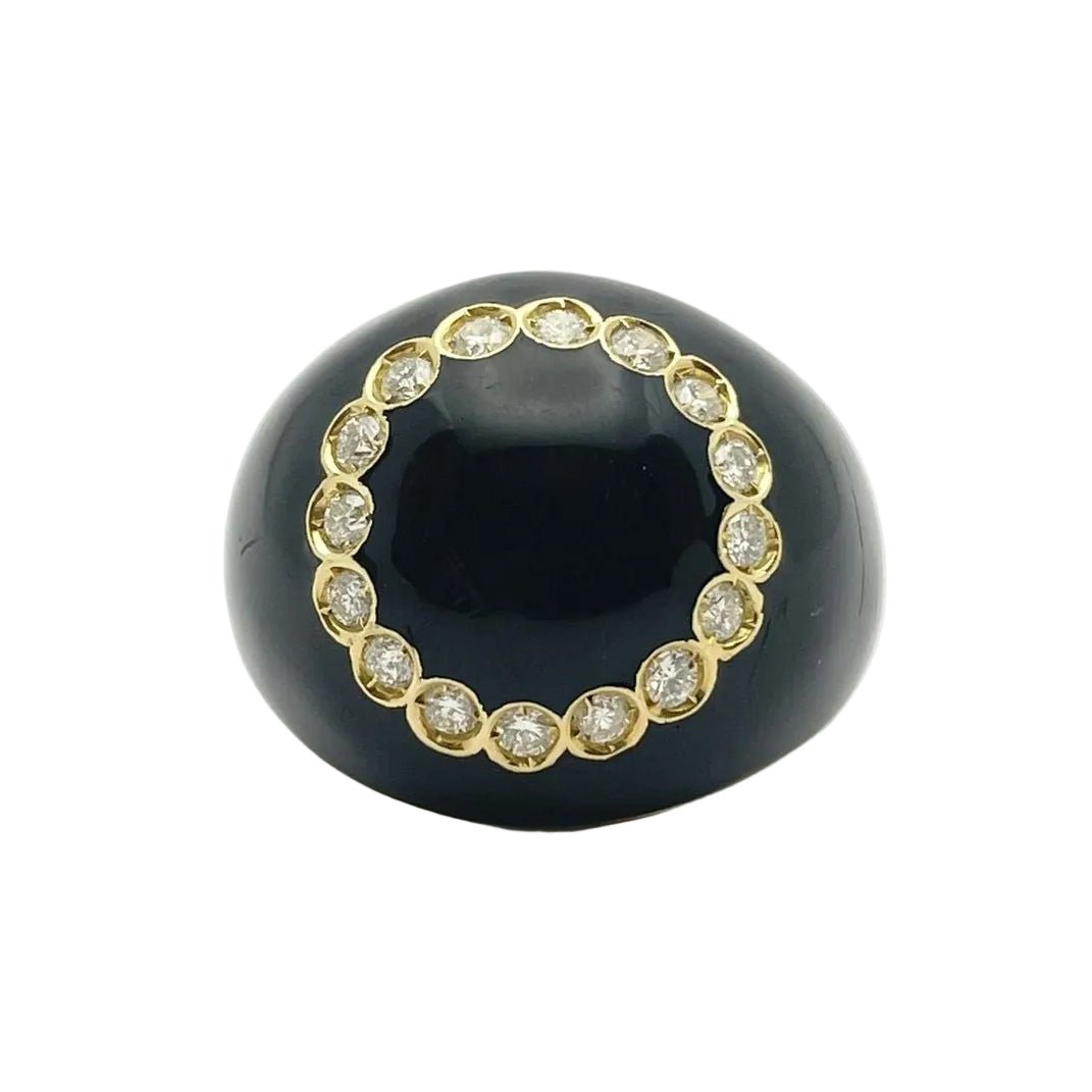 Bague Dôme en or jaune, émail et diamants - Castafiore