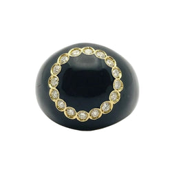 Bague Dôme en or jaune, émail et diamants - Castafiore
