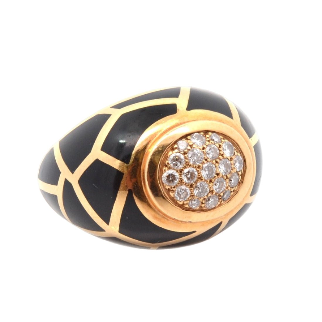 Bague Dôme en or jaune, émail et diamants - Castafiore