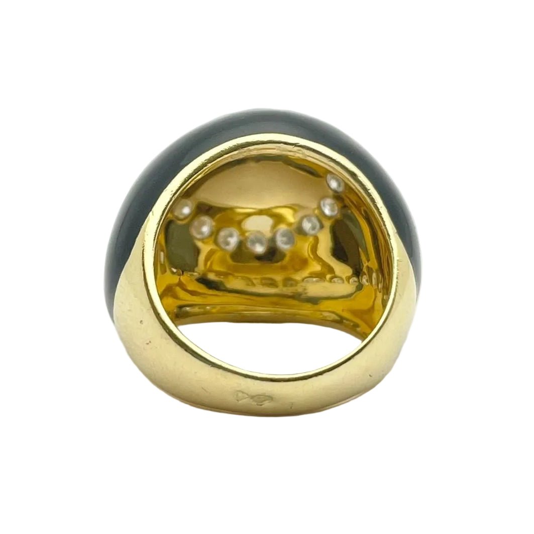 Bague Dôme en or jaune, émail et diamants - Castafiore