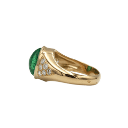 Bague Dôme en or jaune, émeraude et diamants - Castafiore