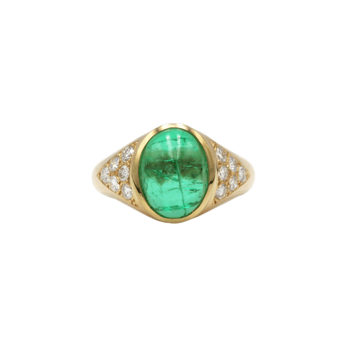 Bague Dôme en or jaune, émeraude et diamants - Castafiore