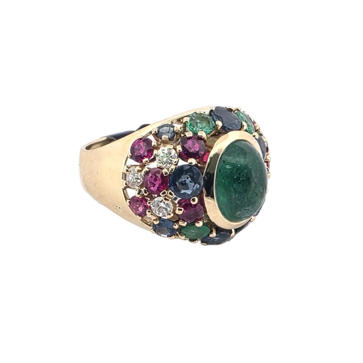 Bague Dôme en or jaune, émeraudes, saphirs, rubis et diamants - Castafiore