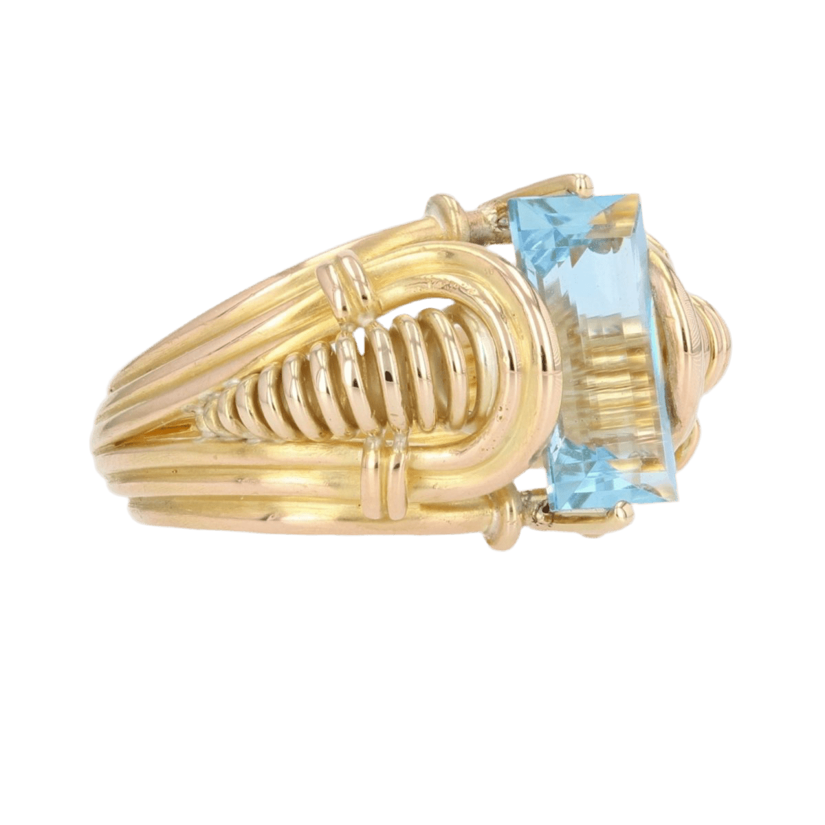 Bague Dôme en or jaune et aigue - marine - Castafiore