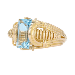 Bague Dôme en or jaune et aigue - marine - Castafiore