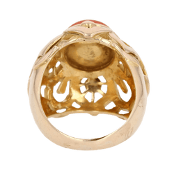 Bague Dôme en or jaune et corail - Castafiore