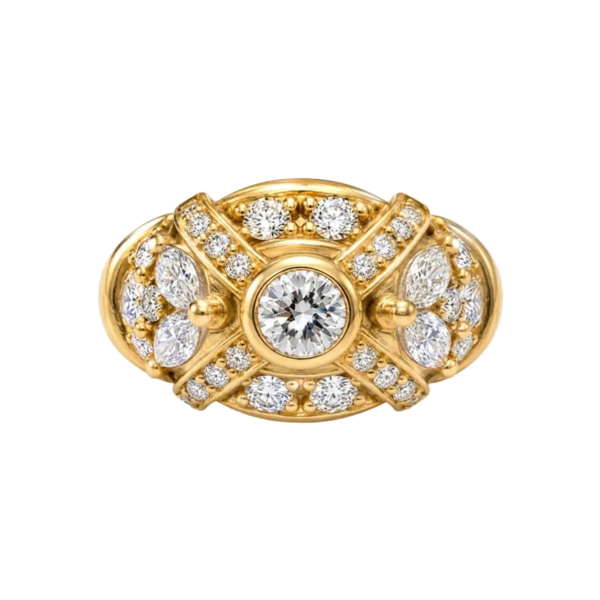 Bague Dôme en or jaune et diamants - Castafiore