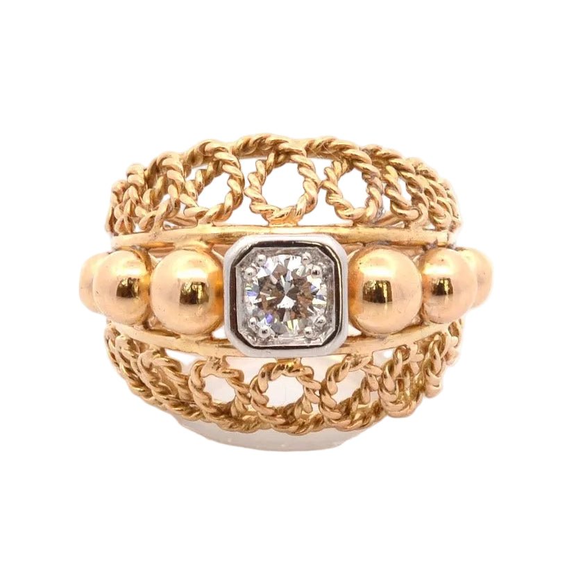 Bague Dôme en or jaune et diamants - Castafiore