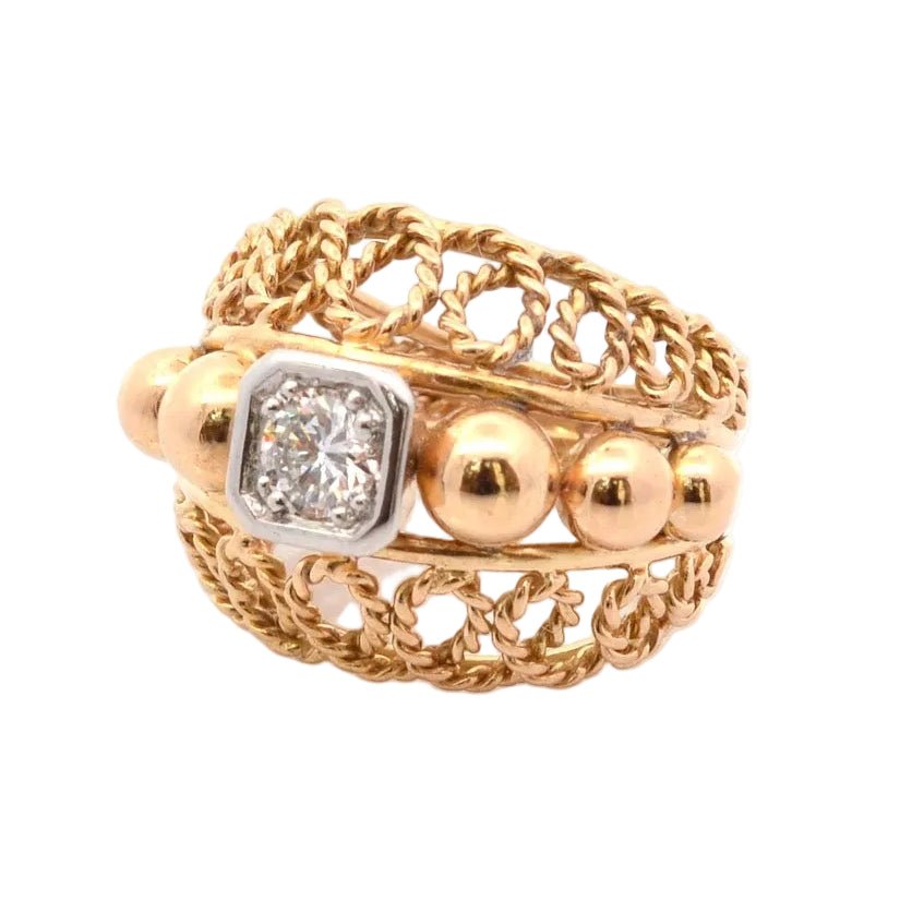 Bague Dôme en or jaune et diamants - Castafiore
