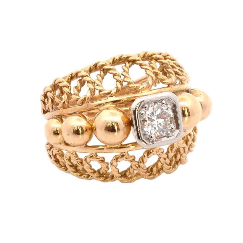 Bague Dôme en or jaune et diamants - Castafiore