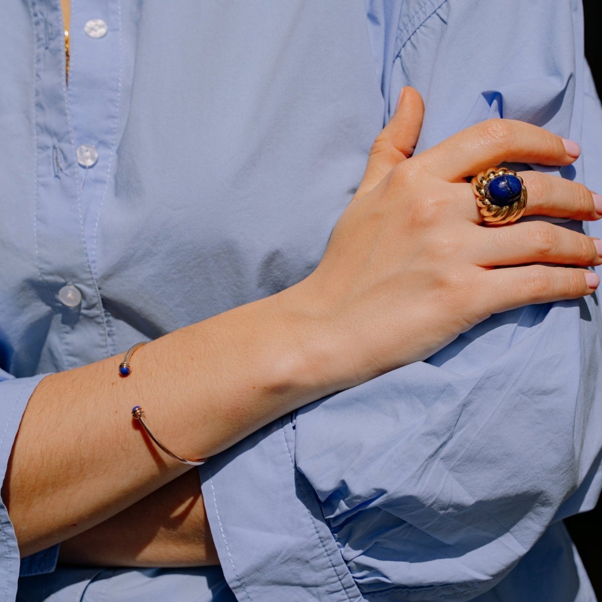 Bague Dôme en or jaune et lapis lazuli - Castafiore