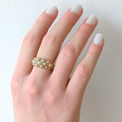 Bague Dôme en or jaune et perles - Castafiore