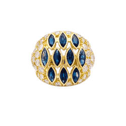 Bague Dôme en or jaune et saphirs et diamants - Castafiore
