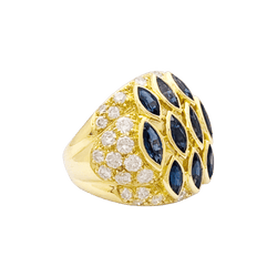 Bague Dôme en or jaune et saphirs et diamants - Castafiore