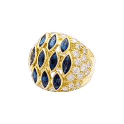 Bague Dôme en or jaune et saphirs et diamants - Castafiore