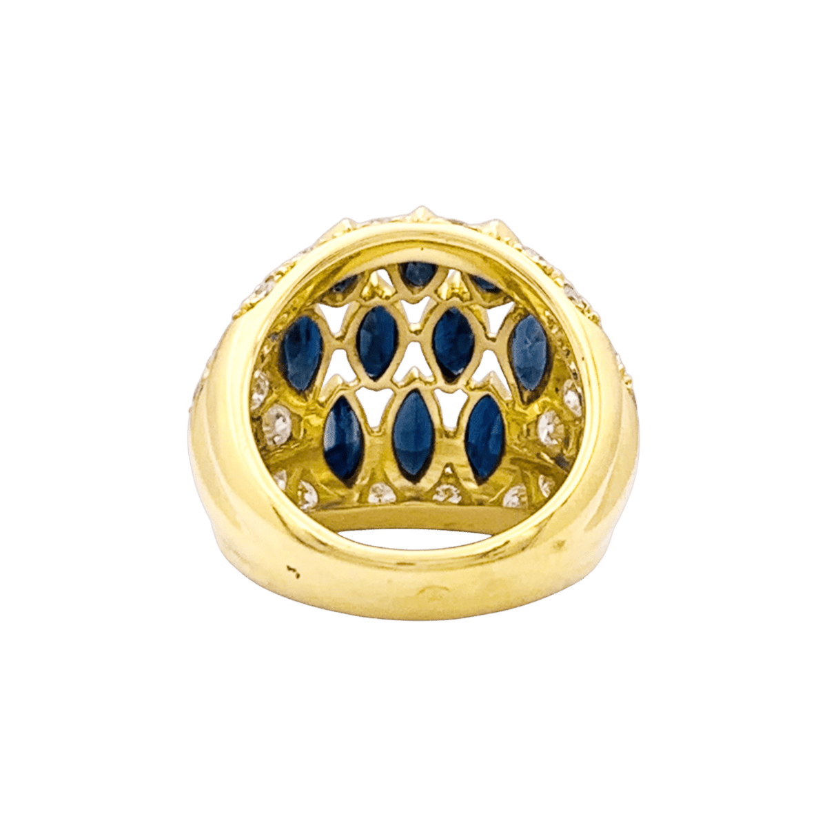 Bague Dôme en or jaune et saphirs et diamants - Castafiore